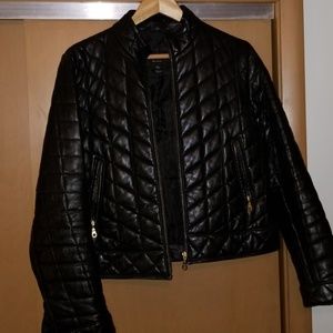 Womens black leather jacket